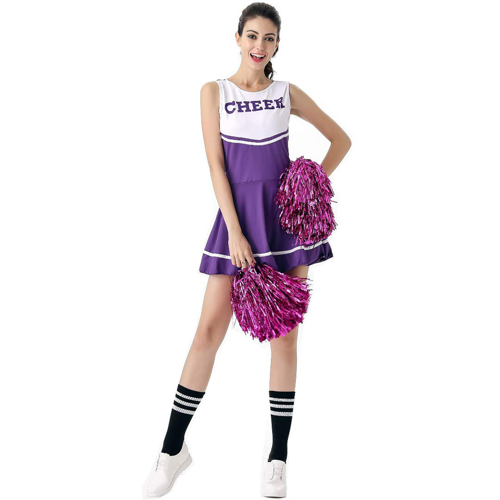 Lila Cheerleader-Kostüm-Abendkleid High School Musical Cheerleading-Uniform ohne Pom-Pom