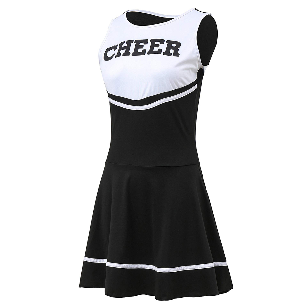 Schwarzes Cheerleader-Kostüm-Abendkleid High School Musical Cheerleading-Uniform ohne Pom-Pom
